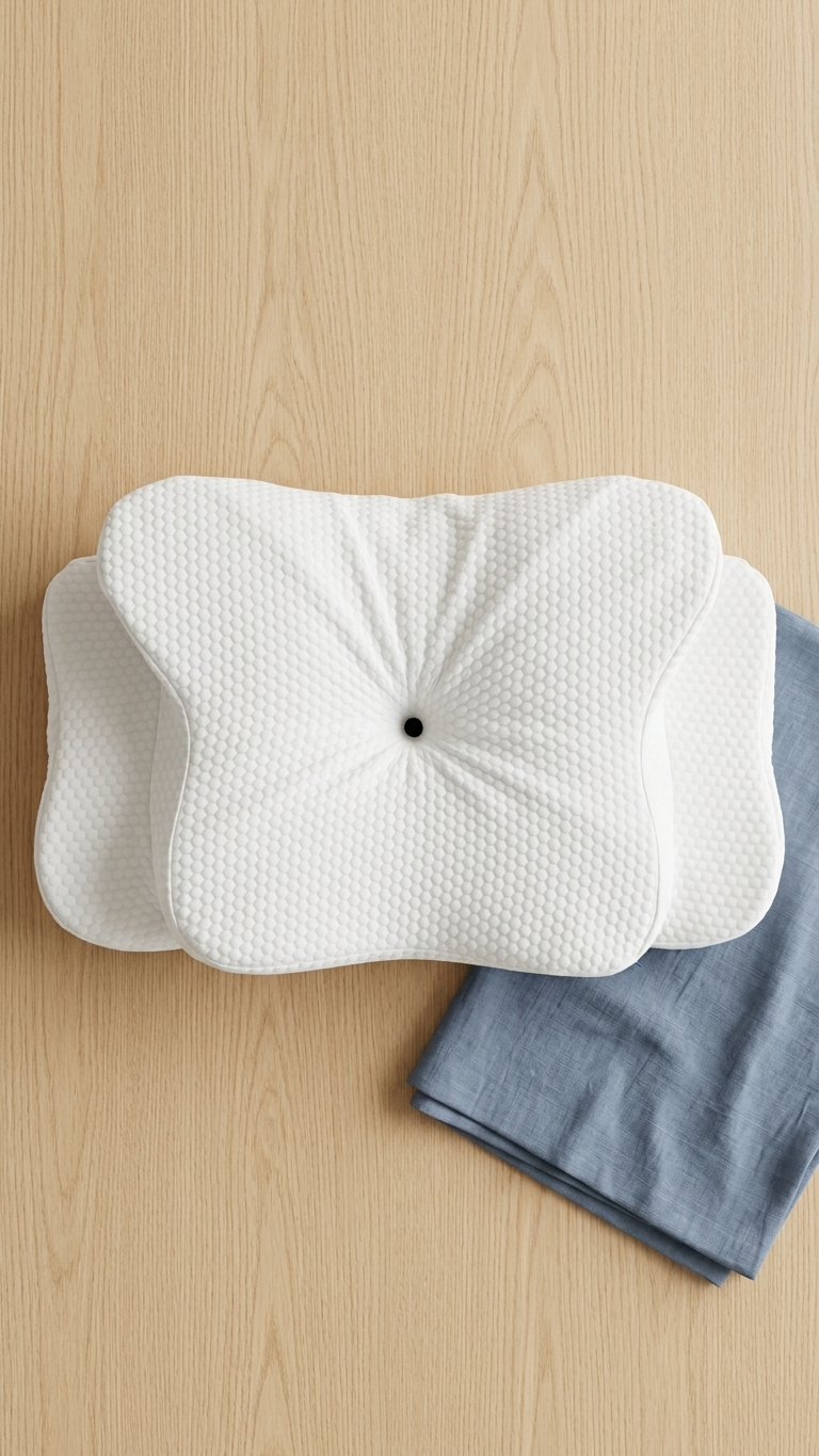 Butterfly Pillow em cenário de madeira com lençol