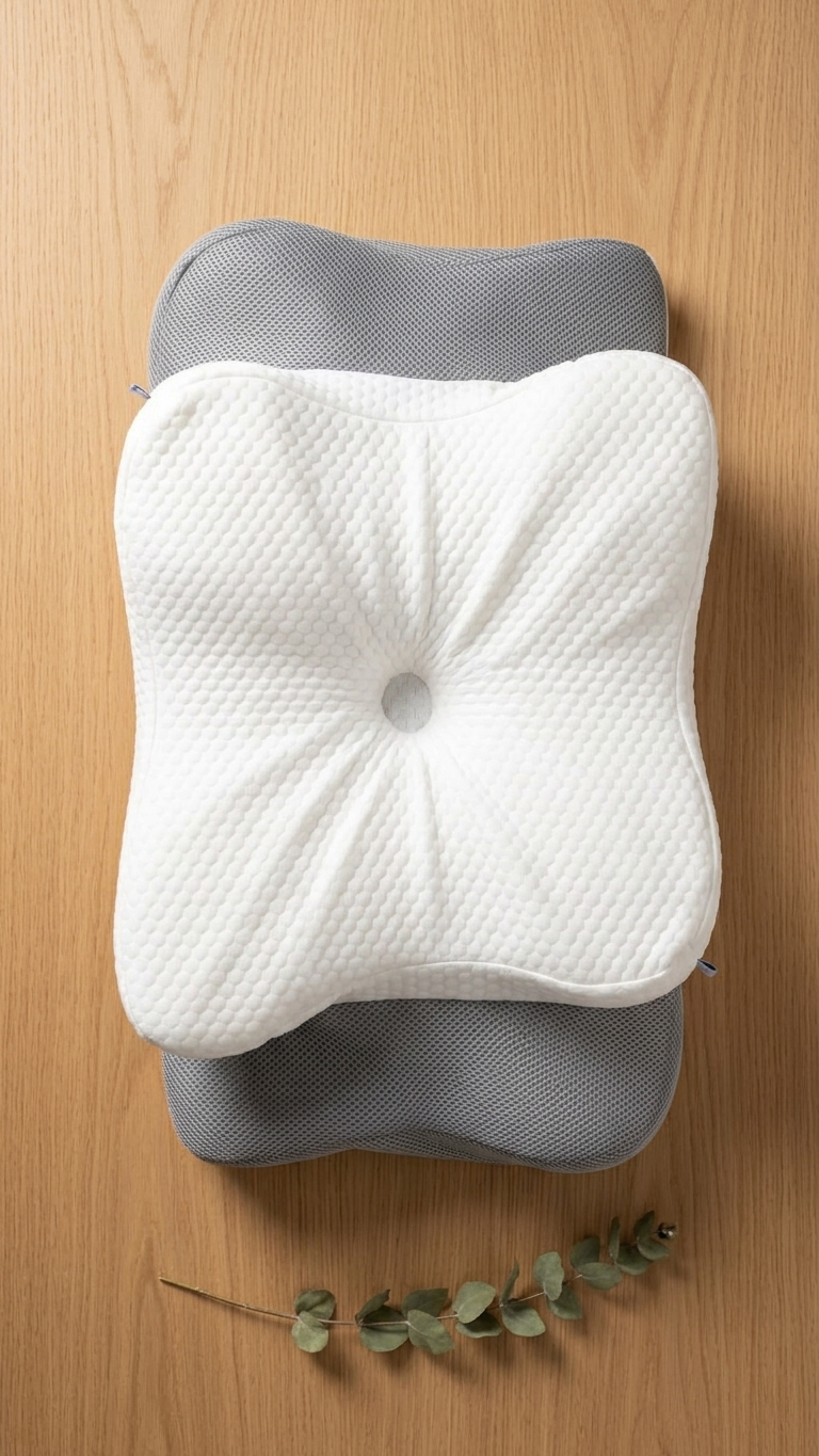 Butterfly Pillow vista superior com base cinza